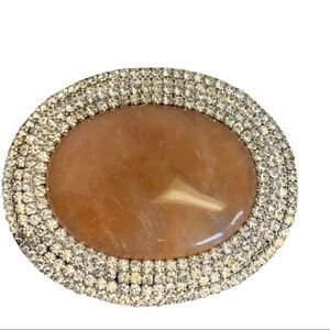 Oval rhinestone trim costume jewellery brooch pin